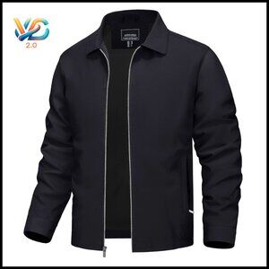Men's Lightweight Windbreaker Jacket Full Zip Adjustable Cuffs Pockets